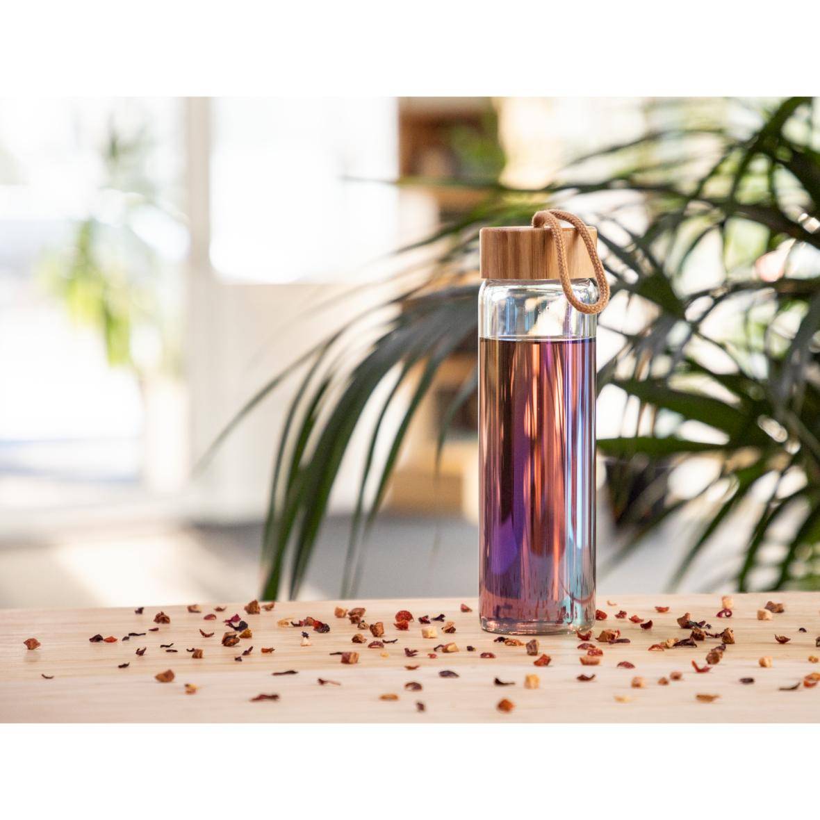 0,65 L Wasserflasche Bamboo Glasflsache inkl. Neoprentasche