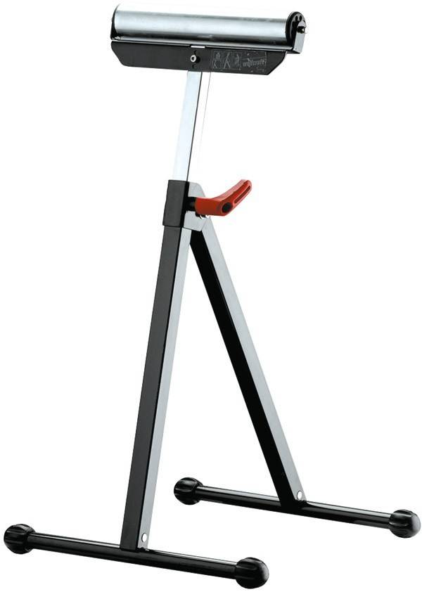 Ein Metall-Staffelei mit einem roten verstellbaren Halterungsarm und zwei schwarzen Beinen, konzipiert zum Halten von Displays oder Leinwänden.