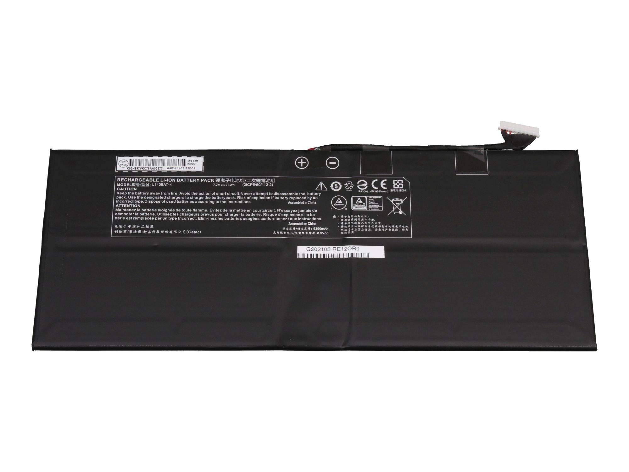 Clevo 6-87-L140S-72B01 Akku 73Wh Original - Akku - 9.600 mAh - 7,7 V