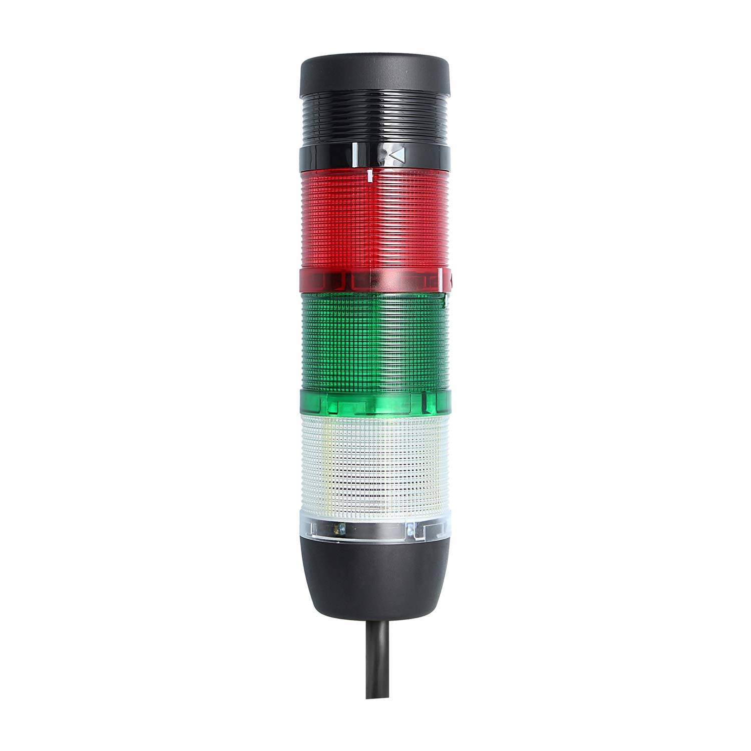 135514 STEX24 Signalsäule weiß-grün-rot, 70mm, 24V AC/DC, LED-Dauerlicht mit Summer, Kabel 10,0 Meter, SS70-B3/24 168