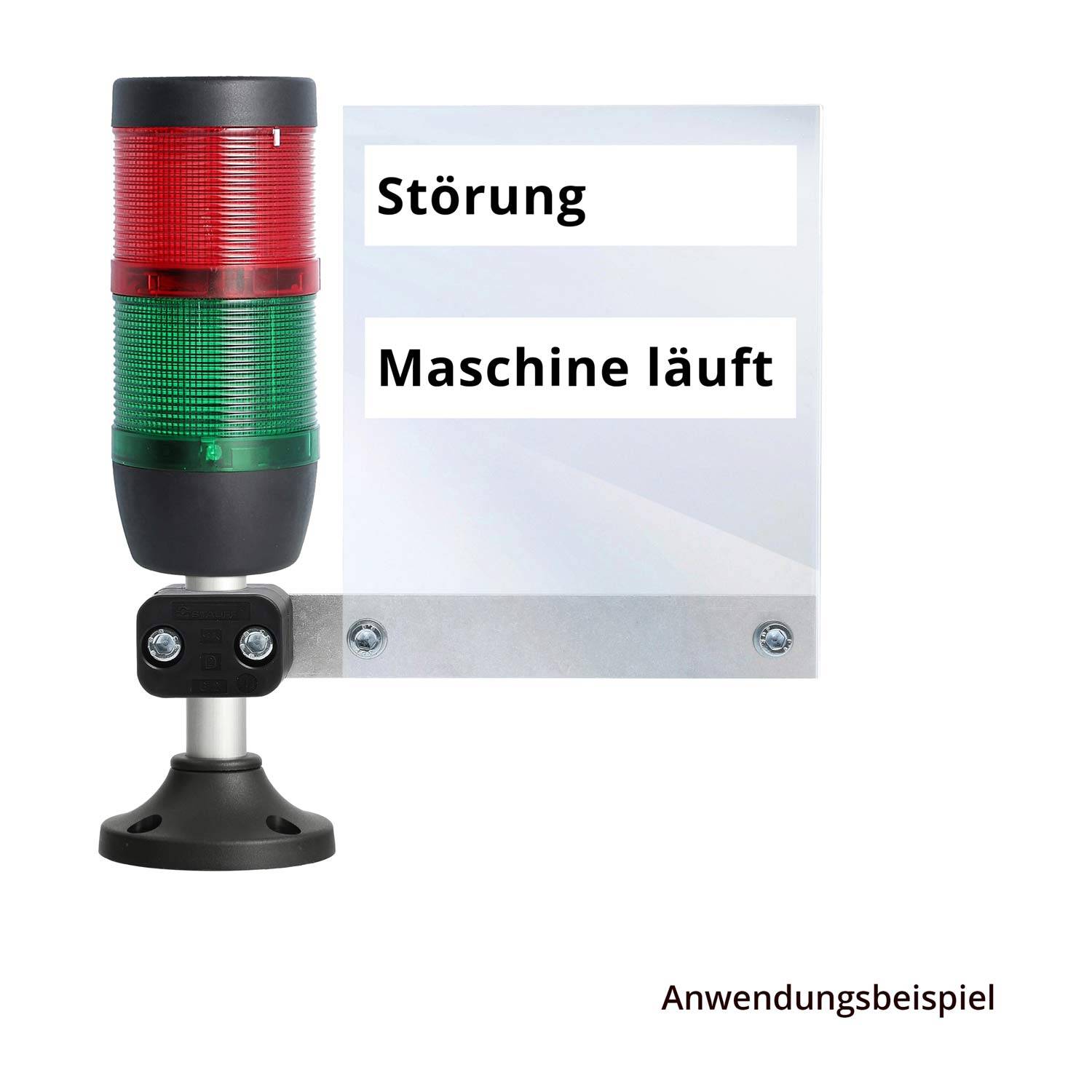 Der Text 'Ausfall' ist neben einer Signalleuchte mit roten und grünen Abschnitten sichtbar, die den Maschinenstatus anzeigt. Die Leuchte ist grün, was auf einen normalen Betriebszustand hindeutet.
