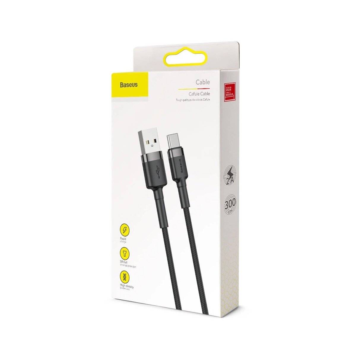 Baseus Cafule USB-C Kabel 2A 3m (Schwarz+Grau)