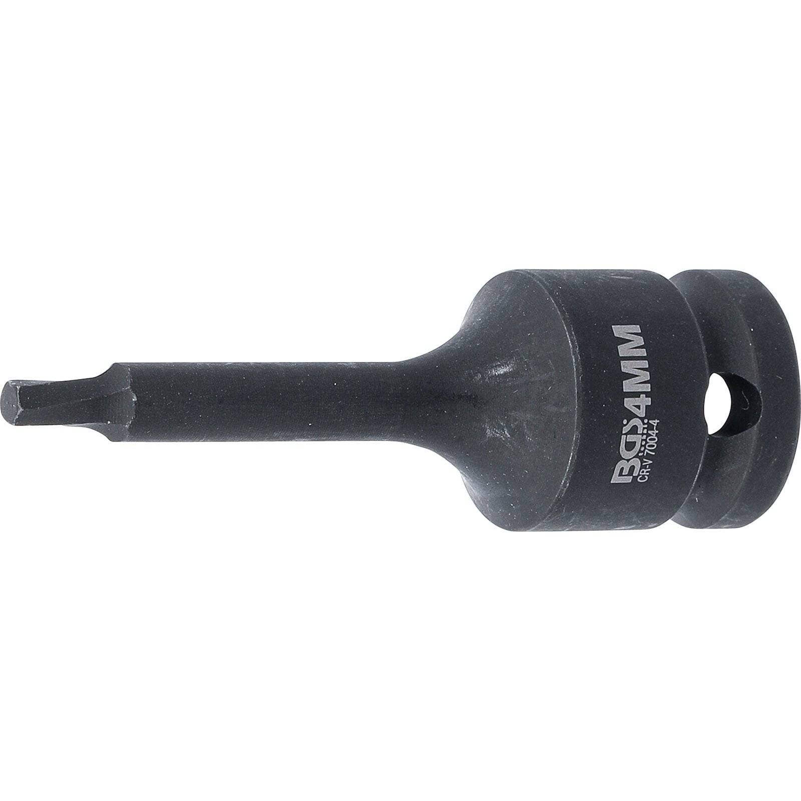 Eine 6-mm-Sechskant-Bit-Stecknuss mit rundem Körper, gekennzeichnet mit '6X4MM'. Entwickelt zum Eindrehen von Schrauben oder Bolzen mit passendem Schraubenkopf.