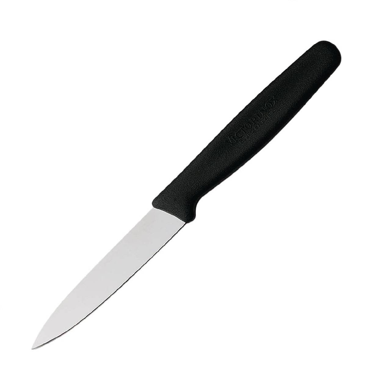 Victorinox, 5.0603, Standard, Gemüsemesser, Extra scharfe Klinge, mit geradem Schliff, robuster Kunststoff-Griff, Schwarz, Made in Switzerland, Spül