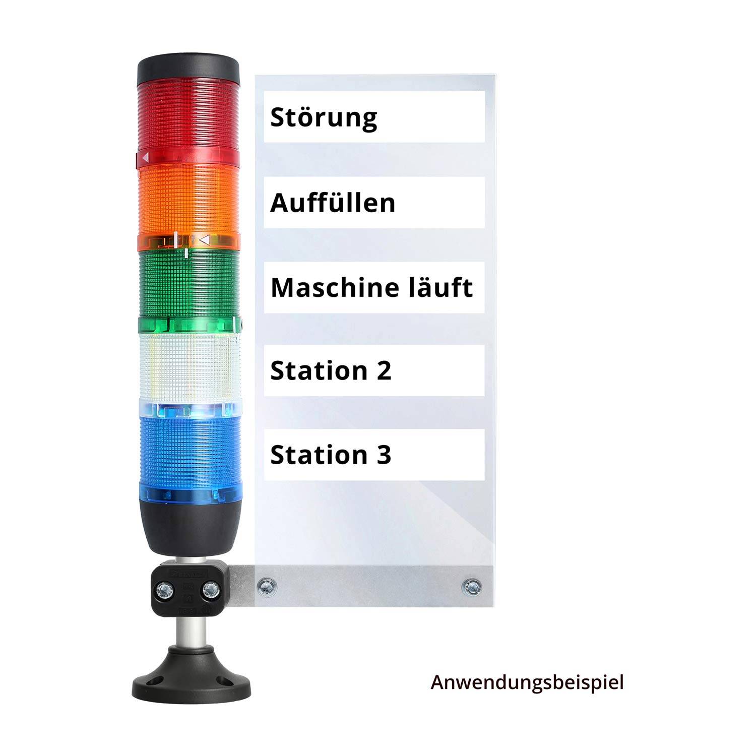 STEX24 BT-H18 105 Beschriftungstafel unbedruckt für fünfstufige Signalsäule Werkstoff PA / Aluminium / PMMA - 1 Stück