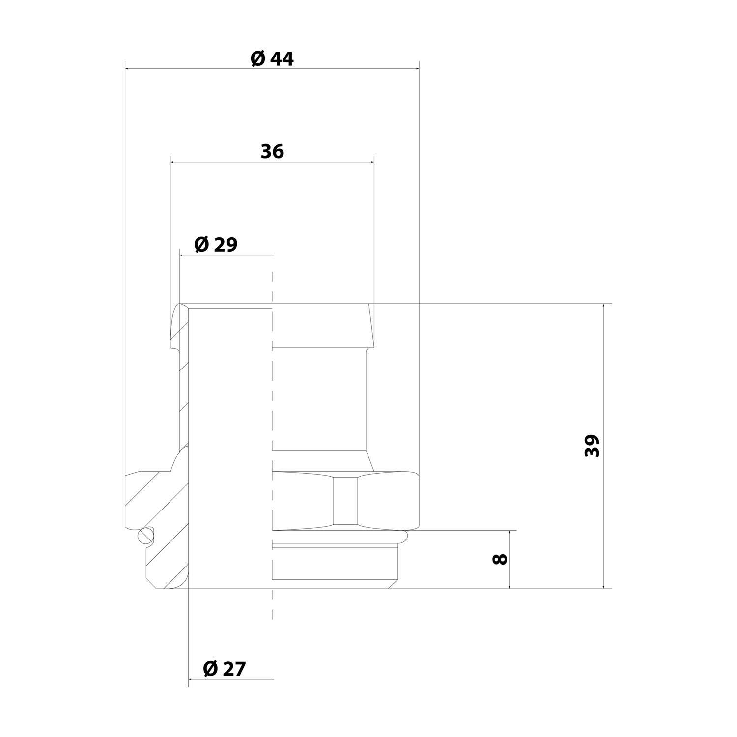 FLEXA FMSO Metall-Schlaucholive gerade Gewinde PG29x1,588 für Schlauch-Außendurchmesser 36,0mm für