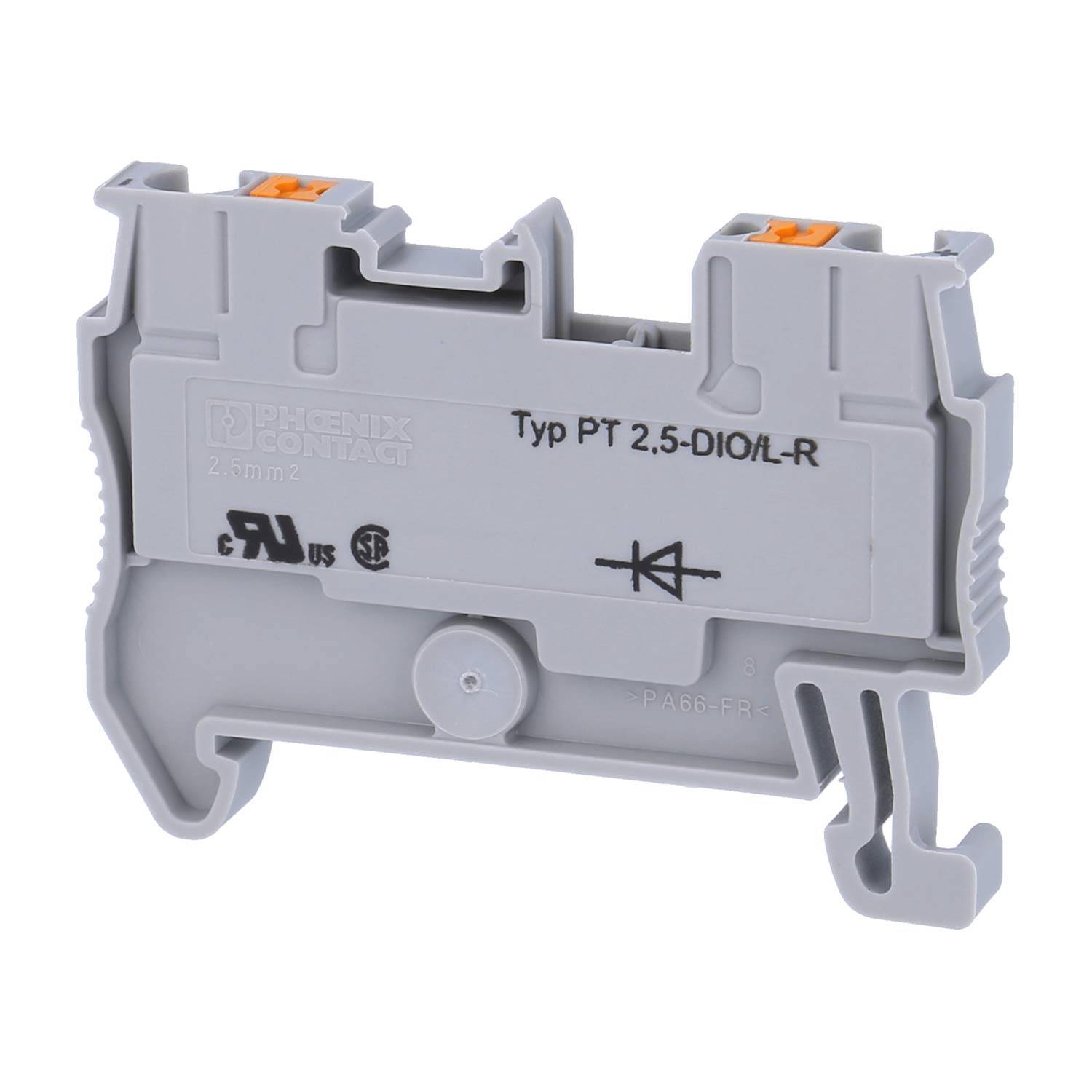 Phoenix Contact Diodenklemme PT 2,5-DIO/L-R mit integrierter Diode, Push-In-Anschluss Nennspannung 800V Kurzzeitstrom