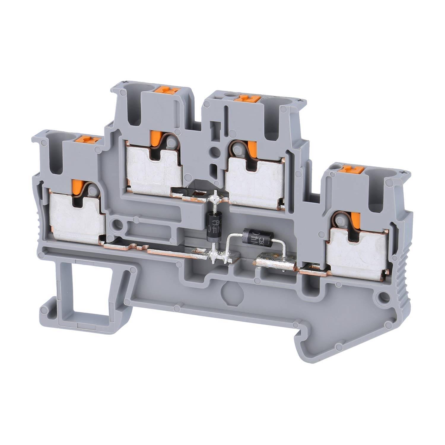 Phoenix Contact Dioden-Doppelstockklemme PTTB 2,5-DIO/O-UL mit zwei eingebauten Dioden, Push-In-Anschluss Nennspannung