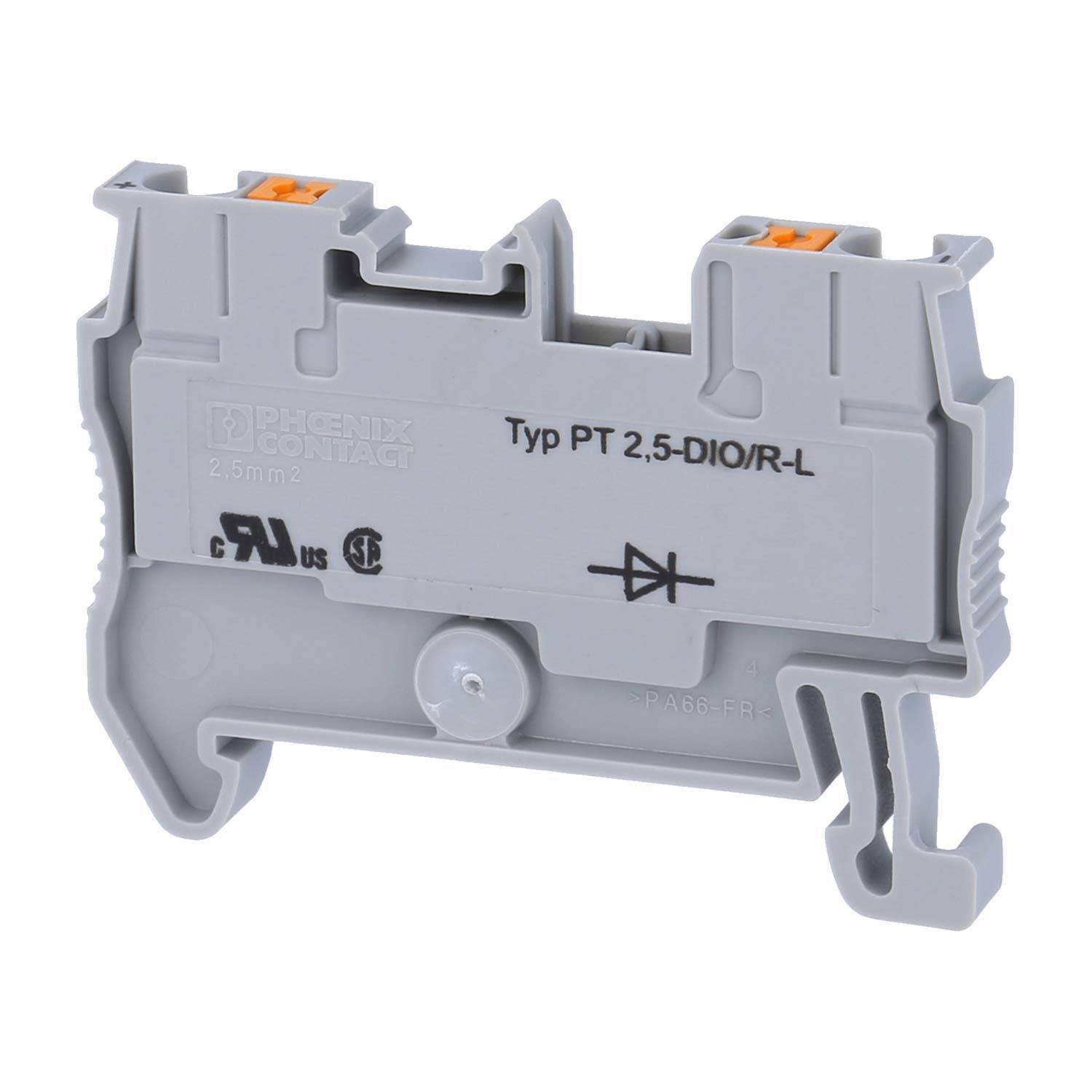 Phoenix Contact Diodenklemme PT 2,5-DIO/R-L mit integrierter Diode, Push-In-Anschluss Nennspannung 800V - 1 Stück