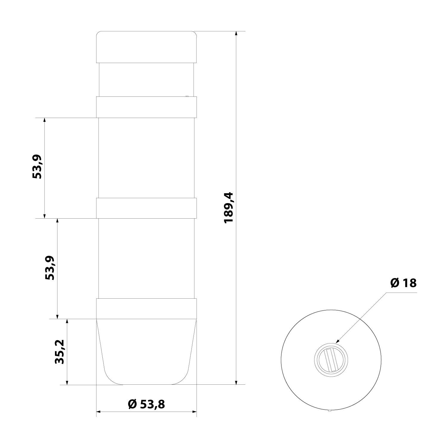 127332 STEX24 Signalsäule blau-gelb, 50mm, 24V AC/DC, LED-Blinklicht mit Summer, SS50-B2/24 114 Lautstärke 90 db -
