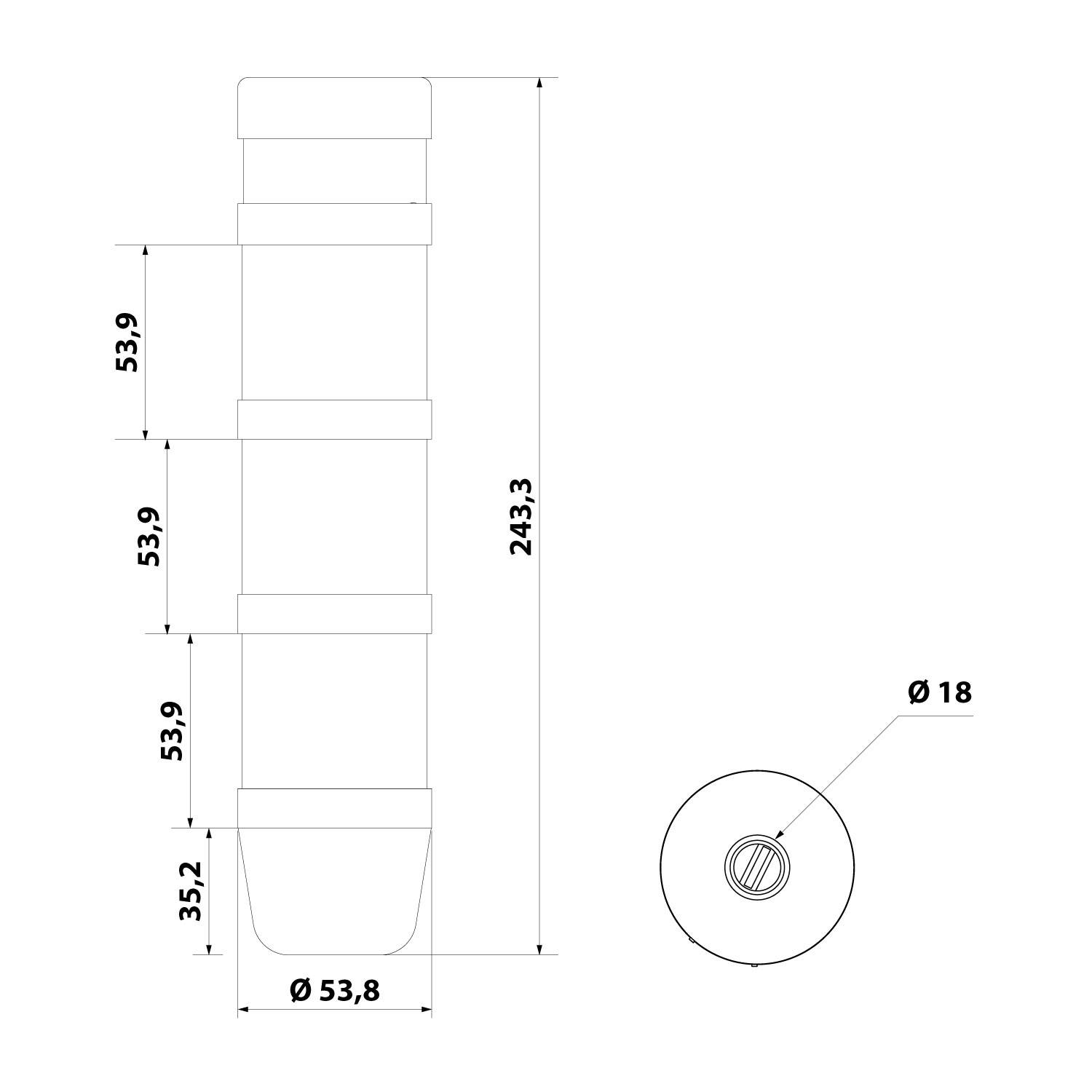 127347 STEX24 Signalsäule weiß-grün-rot, 50mm, 24V AC/DC, LED-Dauerlicht mit Summer, SS50-B3/24 107 Lautstärke 90 db -