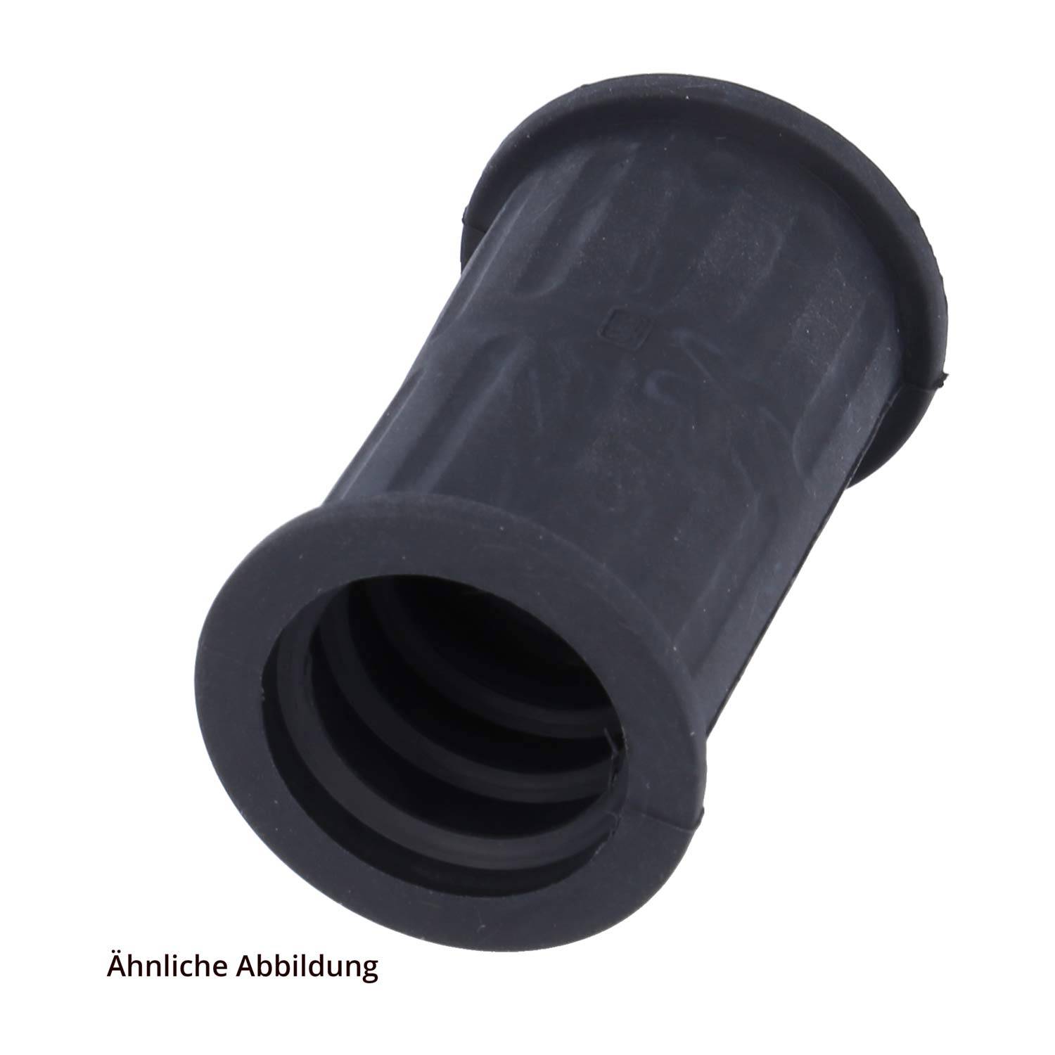 Ein schwarzer Gummieinsatz oder eine schwarze Gummimuschel mit Rillen und ausgestelltem Ende. Der Text lautet „Ähnliche Abbildung