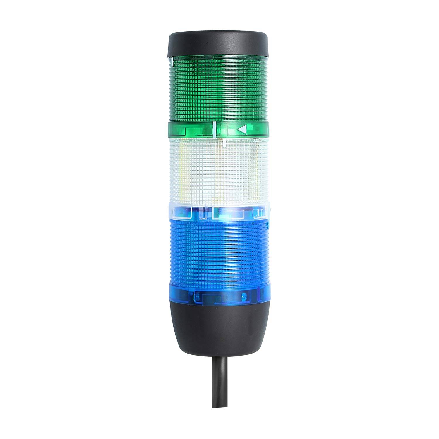127924 STEX24 Signalsäule blau-weiß-grün, 70mm, 24V AC/DC, LED-Dauerlicht Kabel 0,6 Meter, SS70-OB3/24 122
