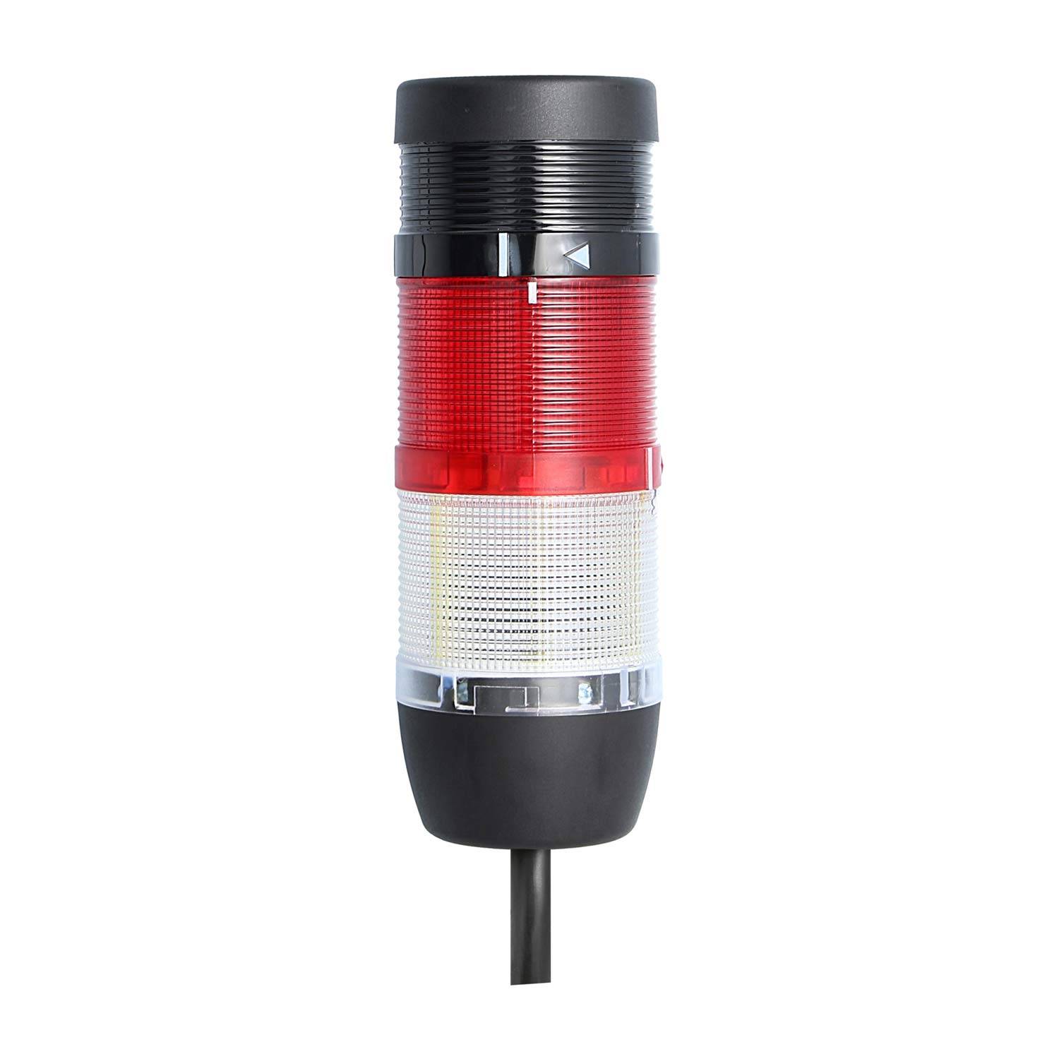 127971 STEX24 Signalsäule weiß-rot, 70mm, 24V AC/DC, LED-Dauerlicht mit Summer, Kabel 0,6 Meter, SS70-B2/24 127