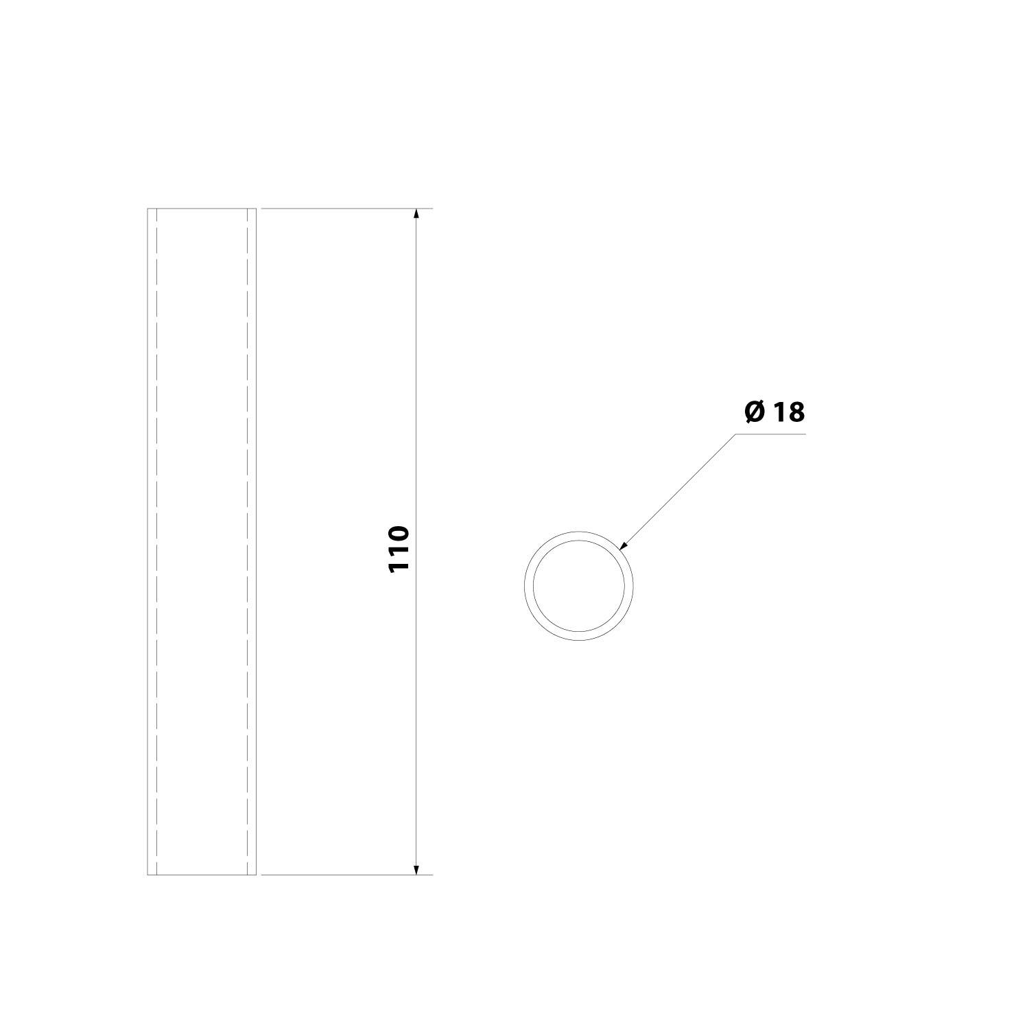127222 STEX24 Aluminiumrohr für Signalsäule silber, 50/70mm SH100/231 101 MaßeLänge110,0mm, Durchmesser 18,0mm - 1Stück