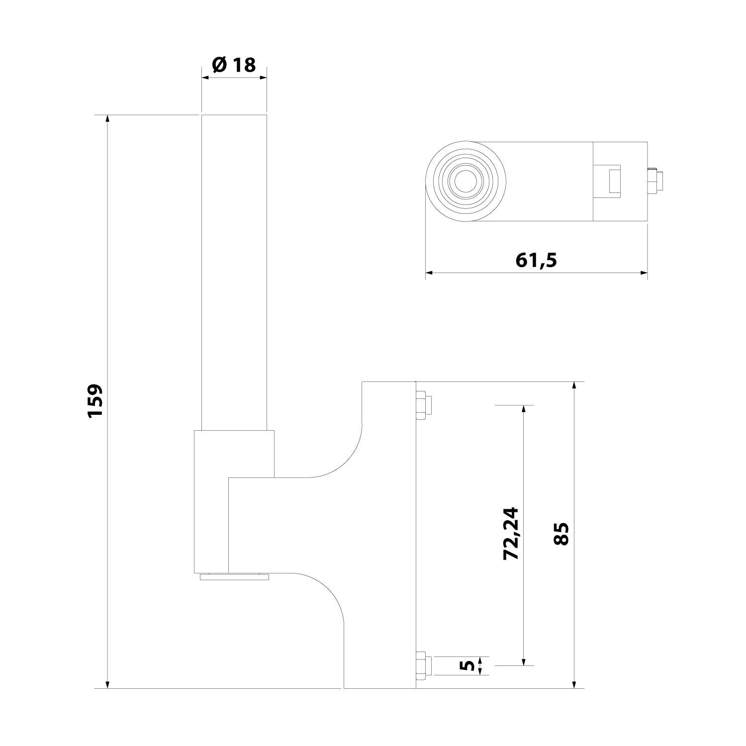 127229 STEX24 Wandanschluss für Signalsäule schwarz / silber, 50/70mm SH/231 103 Anschraubloch 70,0mm Bohrung 2x5,5mm -