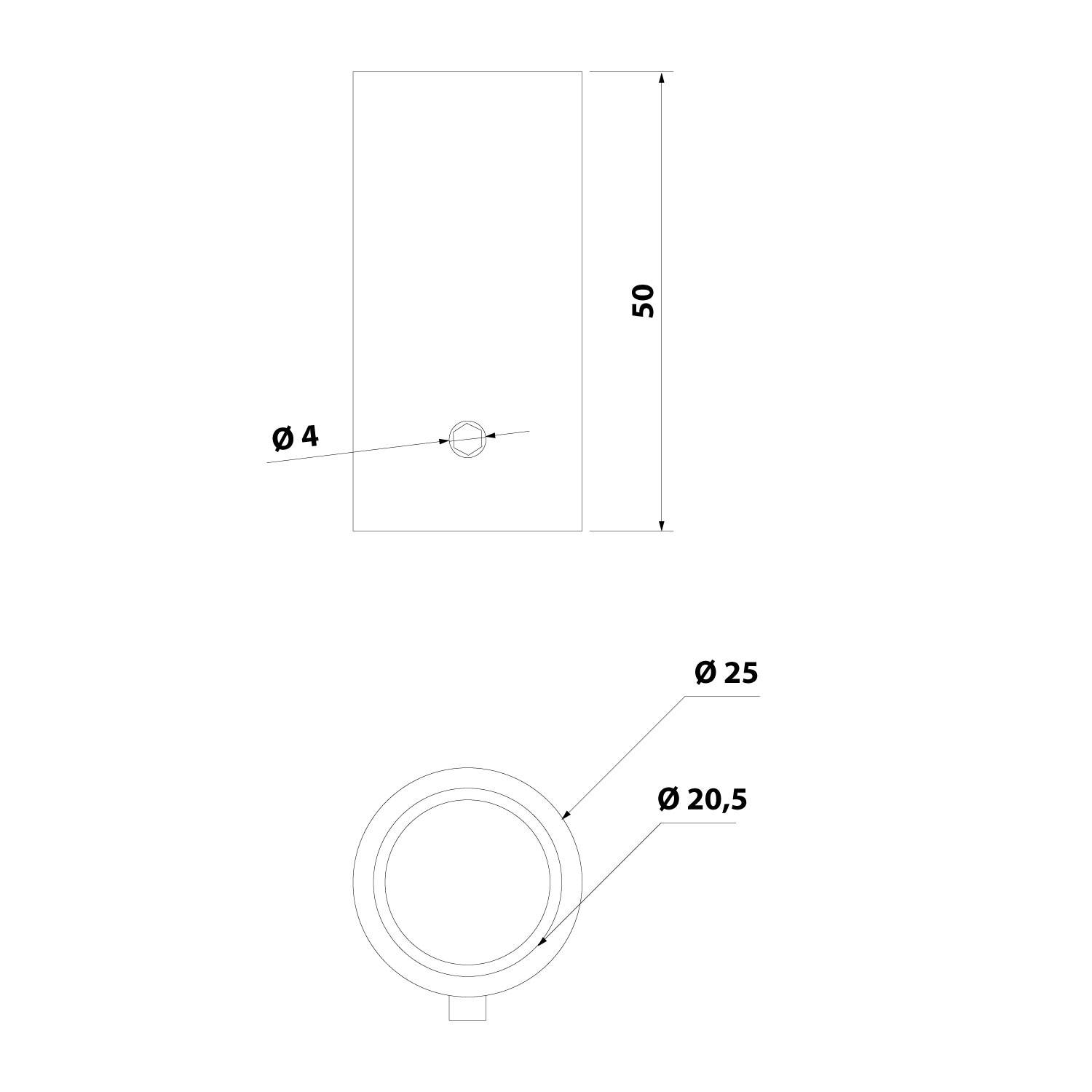 127241 STEX24 Rohranschluss für Signalleuchte schwarz SH/231 101 MaßeLänge50,0mm, Durchmesser 25,0mm - 1Stück