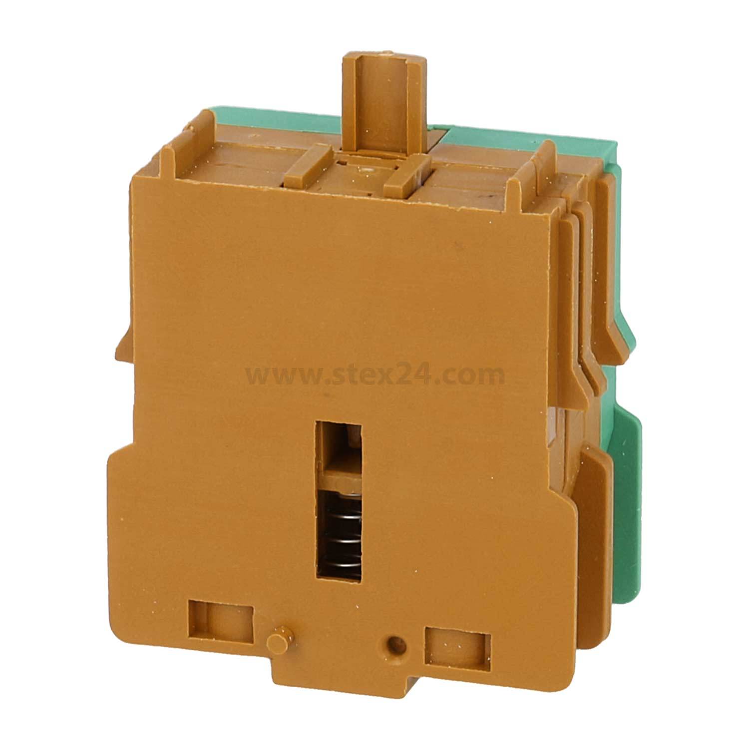 Eine braune taktile mechanische Keyboardtaste mit sichtbarer Feder, entwickelt für Gaming und Tippen, vor einem weißen Hintergrund.