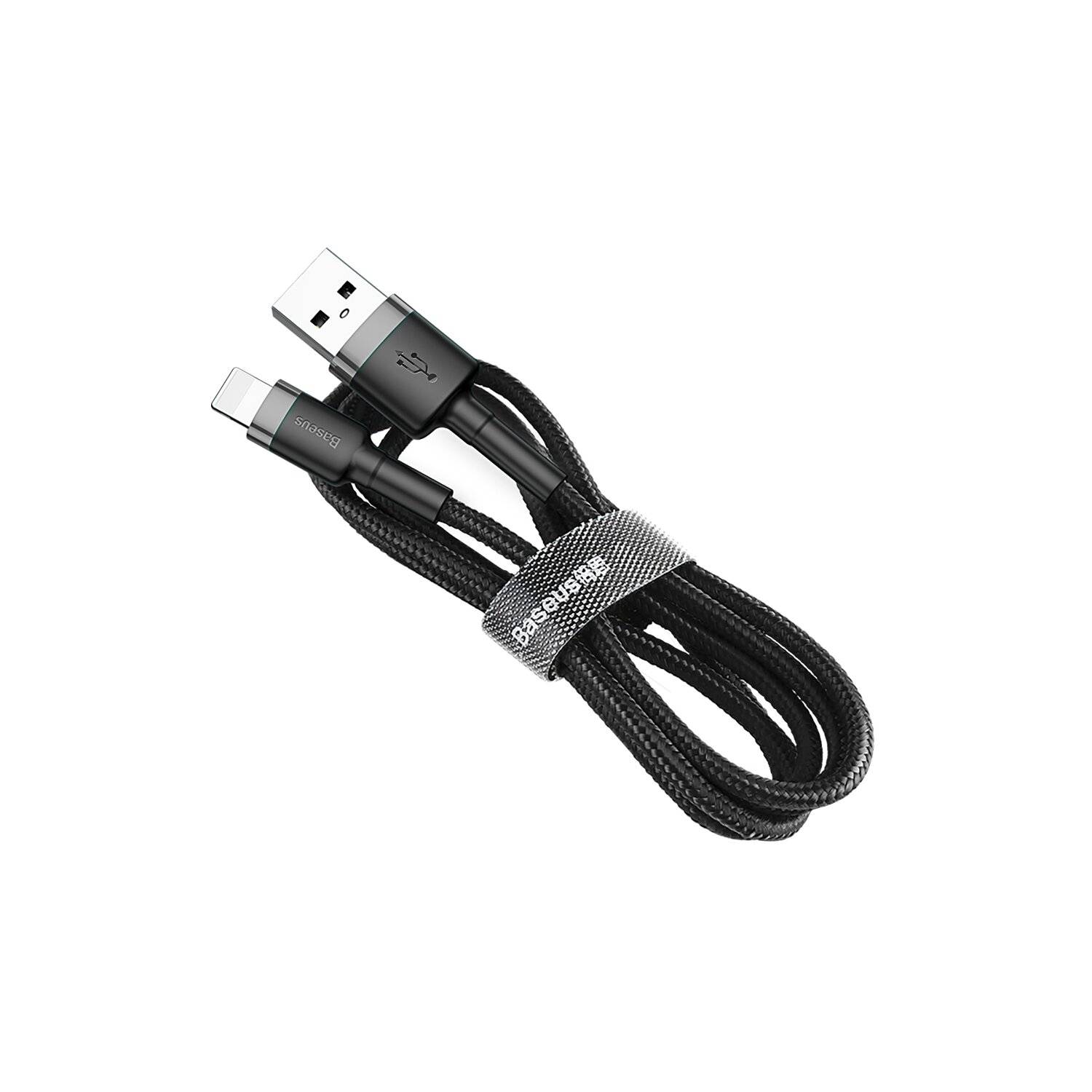 Baseus Cafule Kabel strapazierfähiges Nylonkabel USB / iPhone QC3.0 2.4A 1M schwarz-grau (CALKLF-BG1)