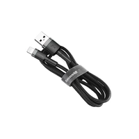 Baseus Cafule Kabel strapazierfähiges Nylonkabel USB / iPhone QC3.0 2.4A 1M schwarz-grau (CALKLF-BG1) Baseus Cafule Kabel strapazierfähiges Nylonkabel USB / iPhone QC3.0 2.4A 1M schwarz-grau (CALKLF-BG1)