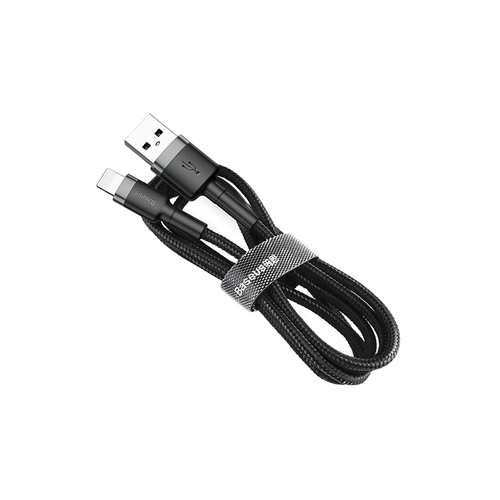 Baseus Cafule Kabel strapazierfähiges Nylonkabel USB / iPhone QC3.0 2.4A 1M schwarz-grau (CALKLF-BG1) Baseus Cafule Kabel strapazierfähiges Nylonkabel USB / iPhone QC3.0 2.4A 1M schwarz-grau (CALKLF-BG1)