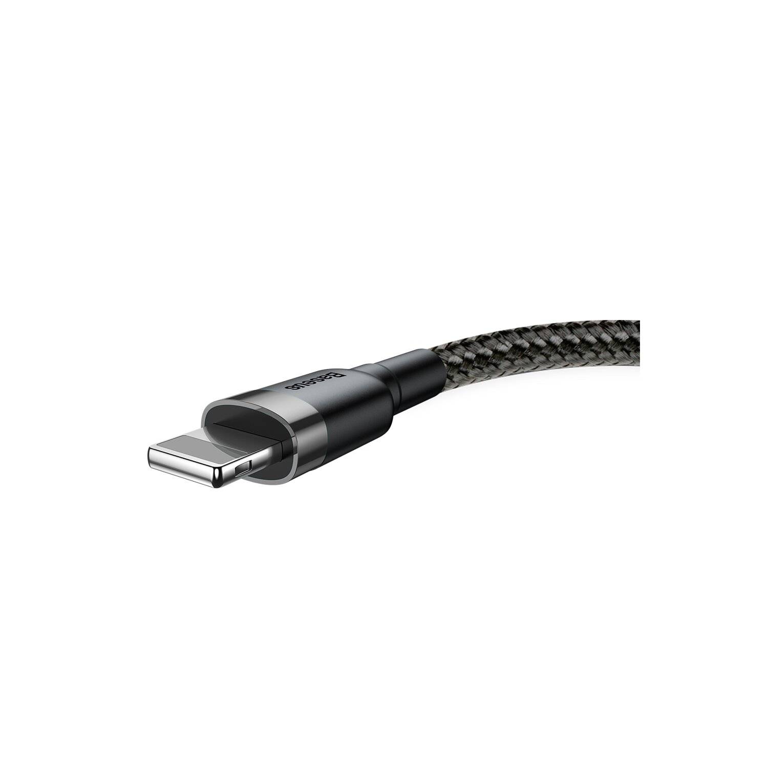 Baseus Cafule Kabel strapazierfähiges Nylonkabel USB / iPhone QC3.0 2.4A 1M schwarz-grau (CALKLF-BG1)