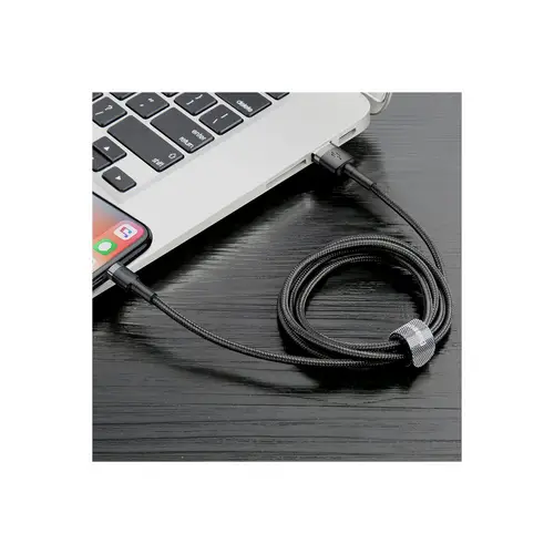 Baseus Cafule Kabel strapazierfähiges Nylonkabel USB / iPhone QC3.0 2.4A 1M schwarz-grau (CALKLF-BG1) Baseus Cafule Kabel strapazierfähiges Nylonkabel USB / iPhone QC3.0 2.4A 1M schwarz-grau (CALKLF-BG1)