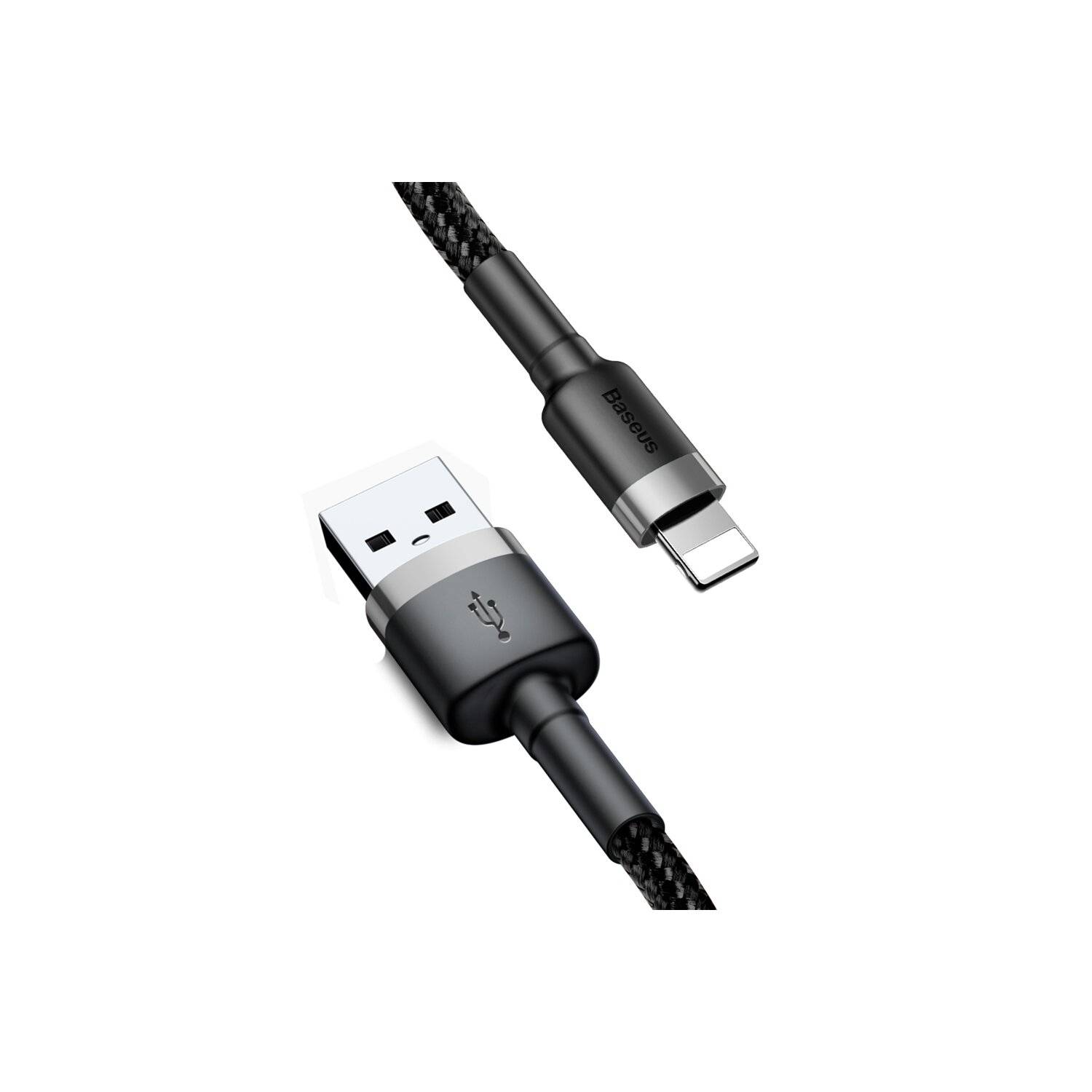 Baseus Cafule Kabel strapazierfähiges Nylonkabel USB / iPhone QC3.0 2.4A 1M schwarz-grau (CALKLF-BG1)