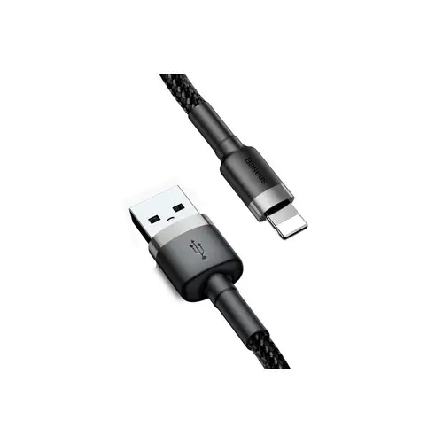 Baseus Cafule Kabel strapazierfähiges Nylonkabel USB / iPhone QC3.0 2.4A 1M schwarz-grau (CALKLF-BG1) Baseus Cafule Kabel strapazierfähiges Nylonkabel USB / iPhone QC3.0 2.4A 1M schwarz-grau (CALKLF-BG1)
