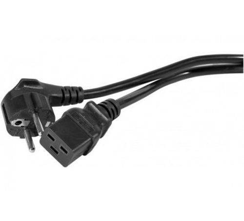 Netzanschlusskabel 16 A, Schutzkontaktstecker gewinkelt an 16 A Kaltgerätebuchse C19 gerade, schwarz