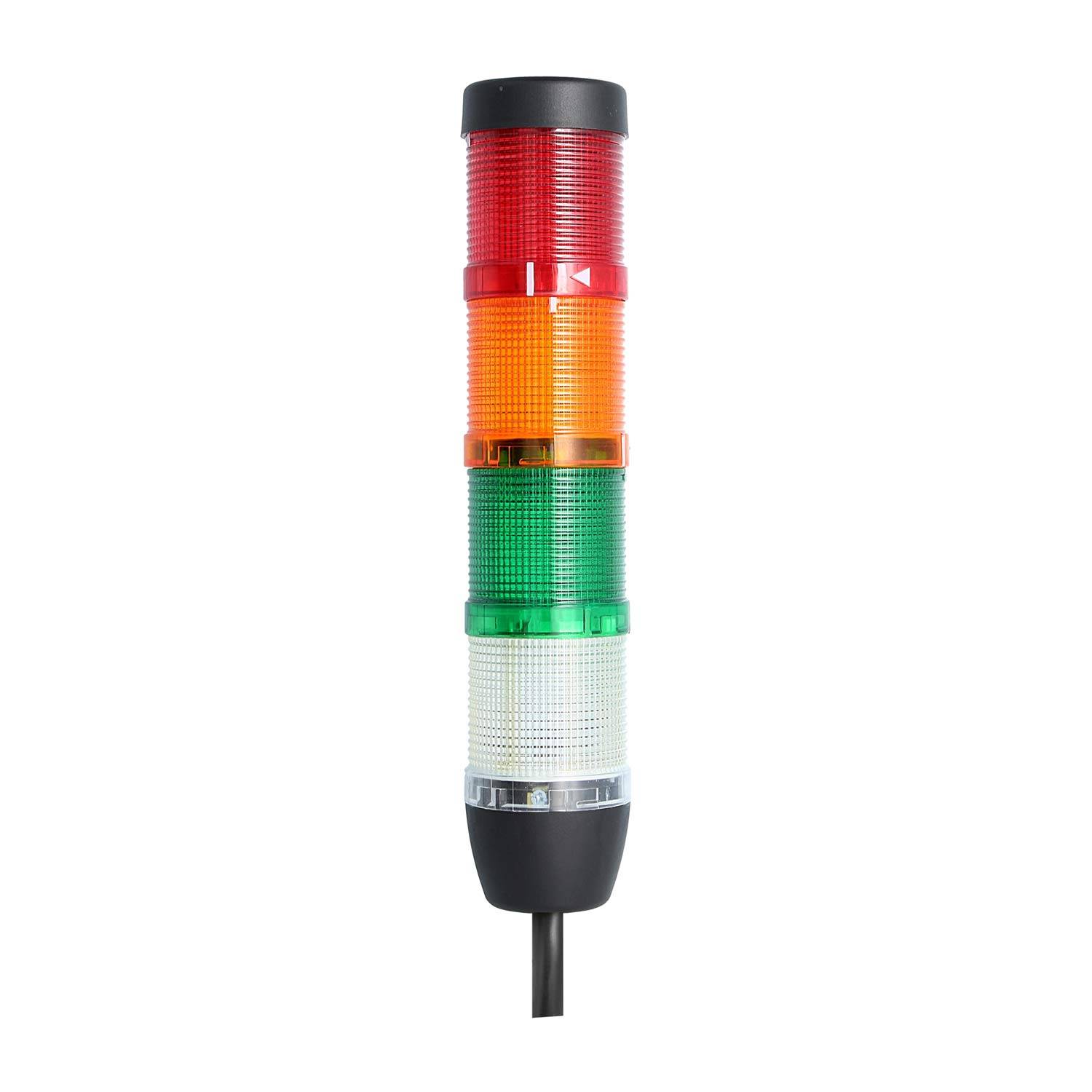 128075 STEX24 Signalsäule weiß-grün-gelb-rot, 50mm, 24V AC/DC, LED-Blinklicht Kabel 2,5 Meter, SS50-OB4/24 130