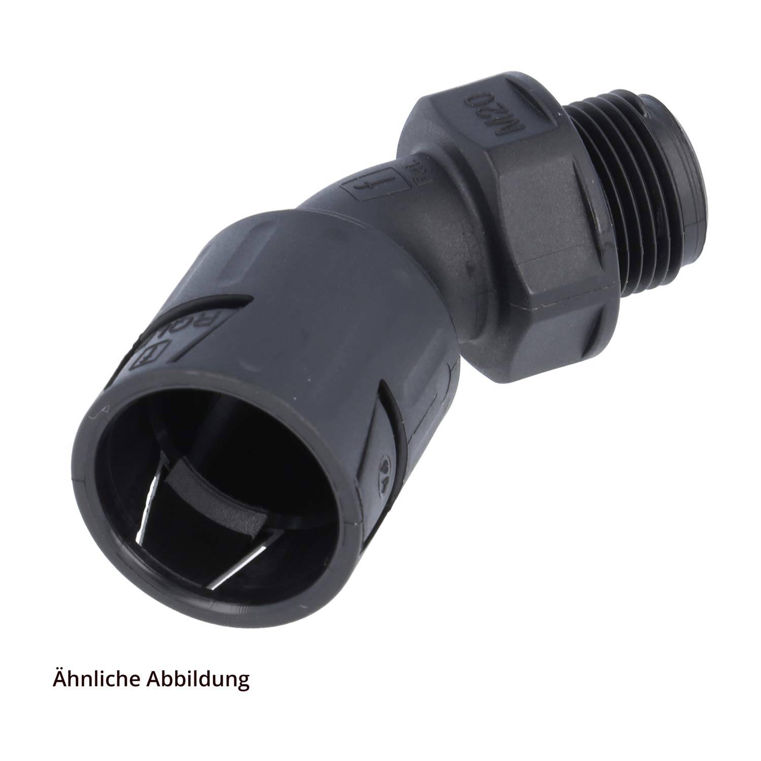 FLEXA RQLB1 45-M Schnellverschraubung 45 Grad Bogen Gewinde M16x1,5 für Schlauch-Außendurchmesser 13,0mm konisch