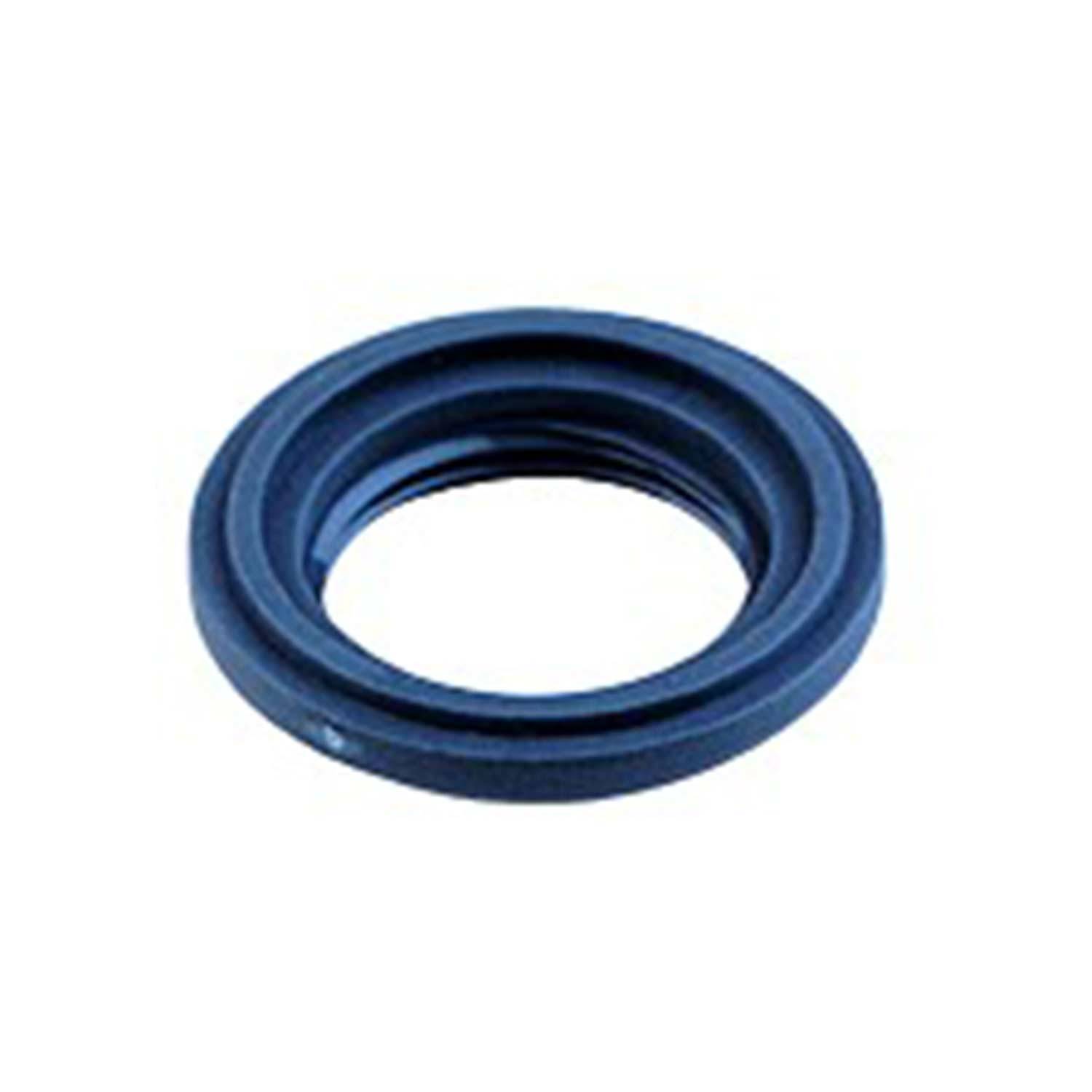 Eine blaue Gummidichtung mit einer gerillten Innenfläche, die zur Abdichtung von Verbindungen in mechanischen oder sanitären Anwendungen verwendet wird.