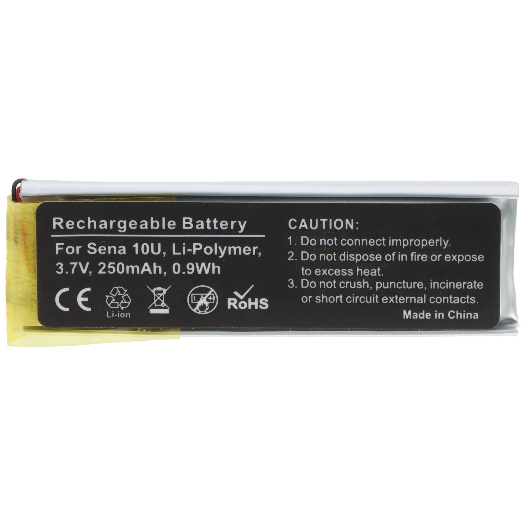 Akku passend für Sena 10U, Li-Polymer, 3,7V, 250mAh, 0,9Wh