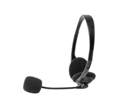 Stereo Headset mit Mikrofon, schwarz, 2 x Klinkenstecker 3.5mm (2,4m Kabel)
