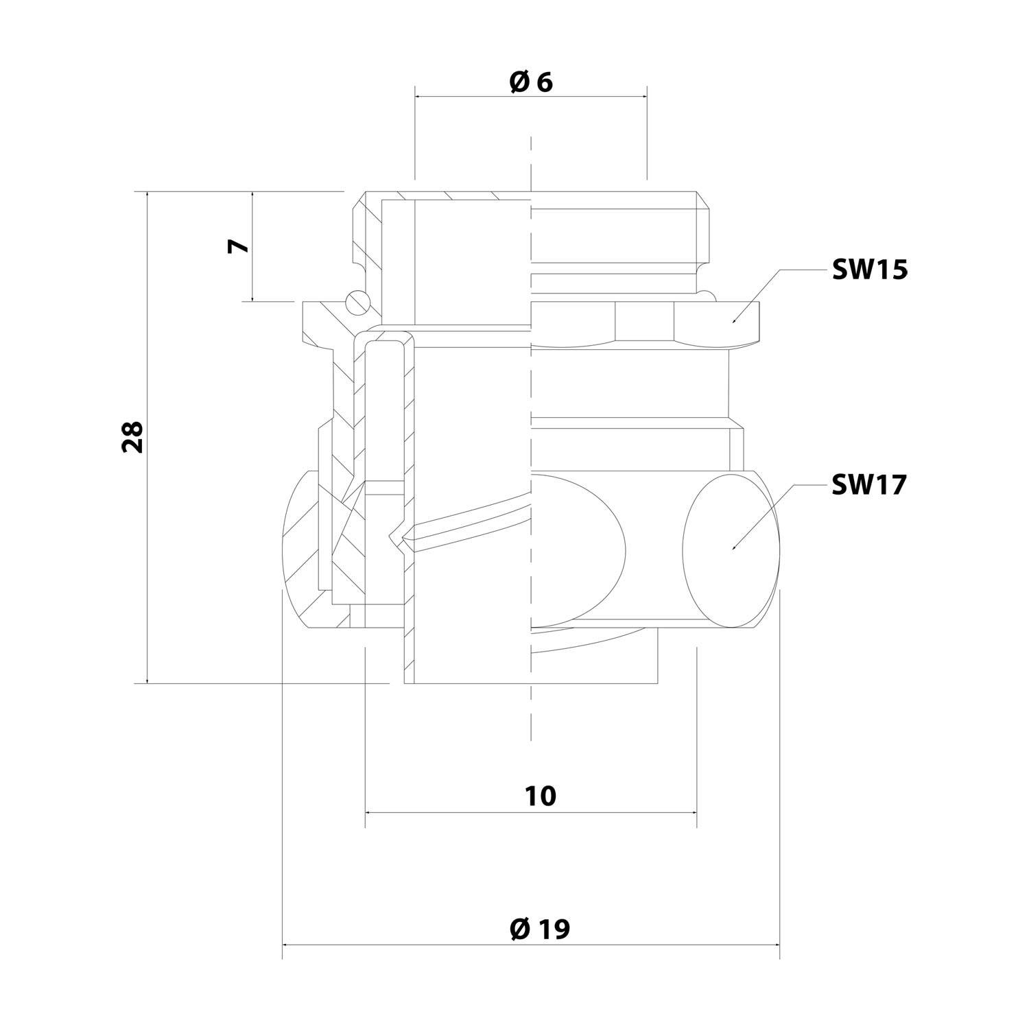 15011128007 FLEXA US-P Metallverschraubung gerade Gewinde PG7x1,27 für Schlauch-Außendurchmesser 10,0mm für