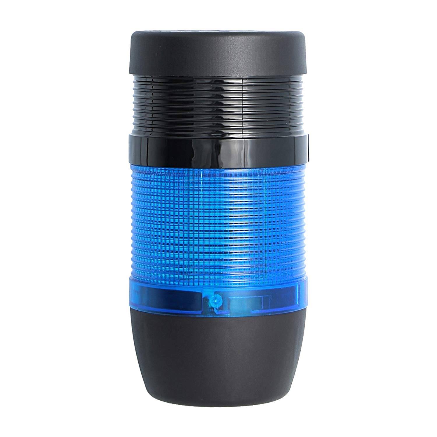 Eine schwarz-blaue Reisebecher mit strukturiertem Griff und sicherem Deckel, entwickelt für Mobilität und Isolierung von heißen oder kalten Getränken.