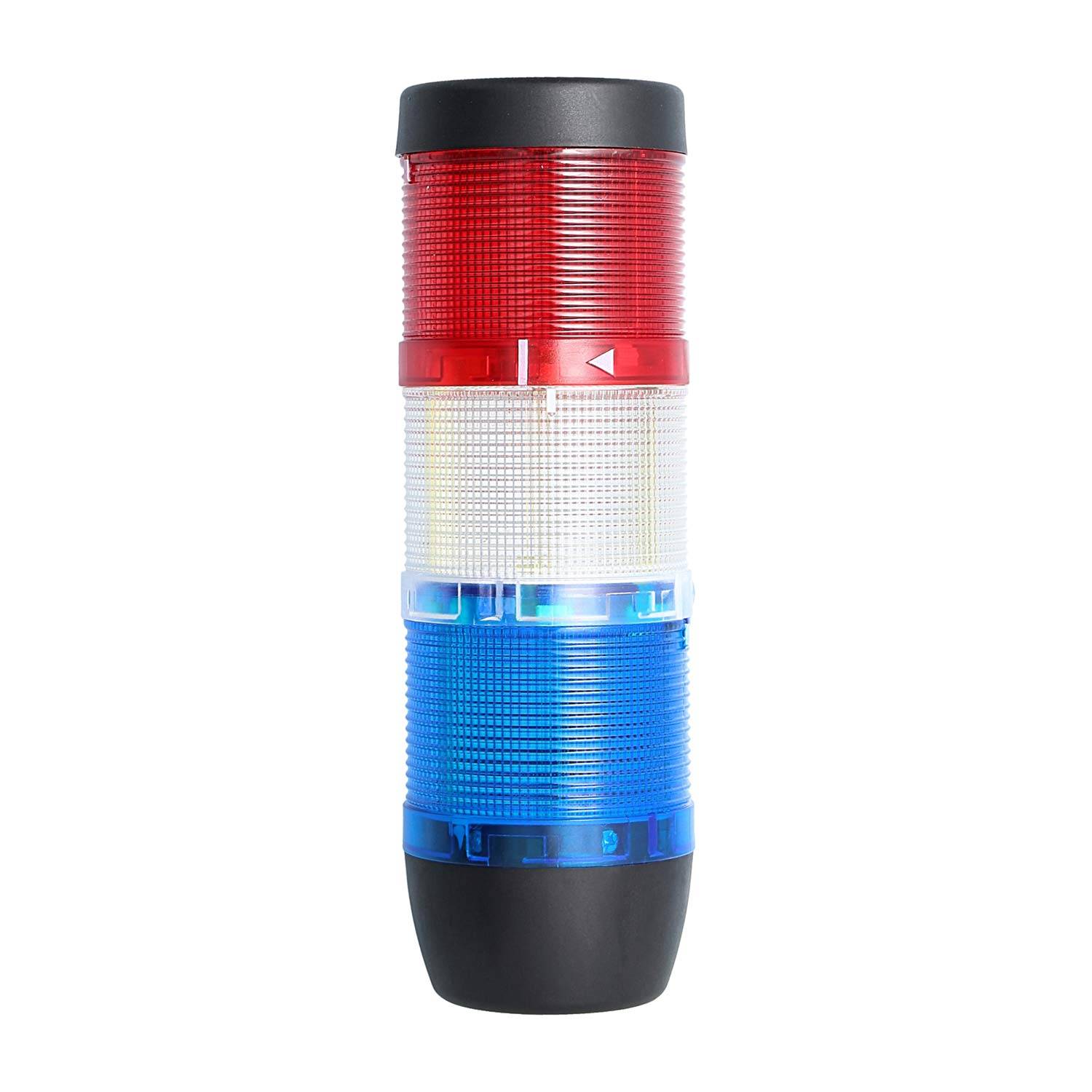 127413 STEX24 Signalsäule blau-weiß-rot, 70mm, 24V AC/DC, LED-Blinklicht SS70-OB3/24 111 MaßeLänge216,0mm, Durchmesser