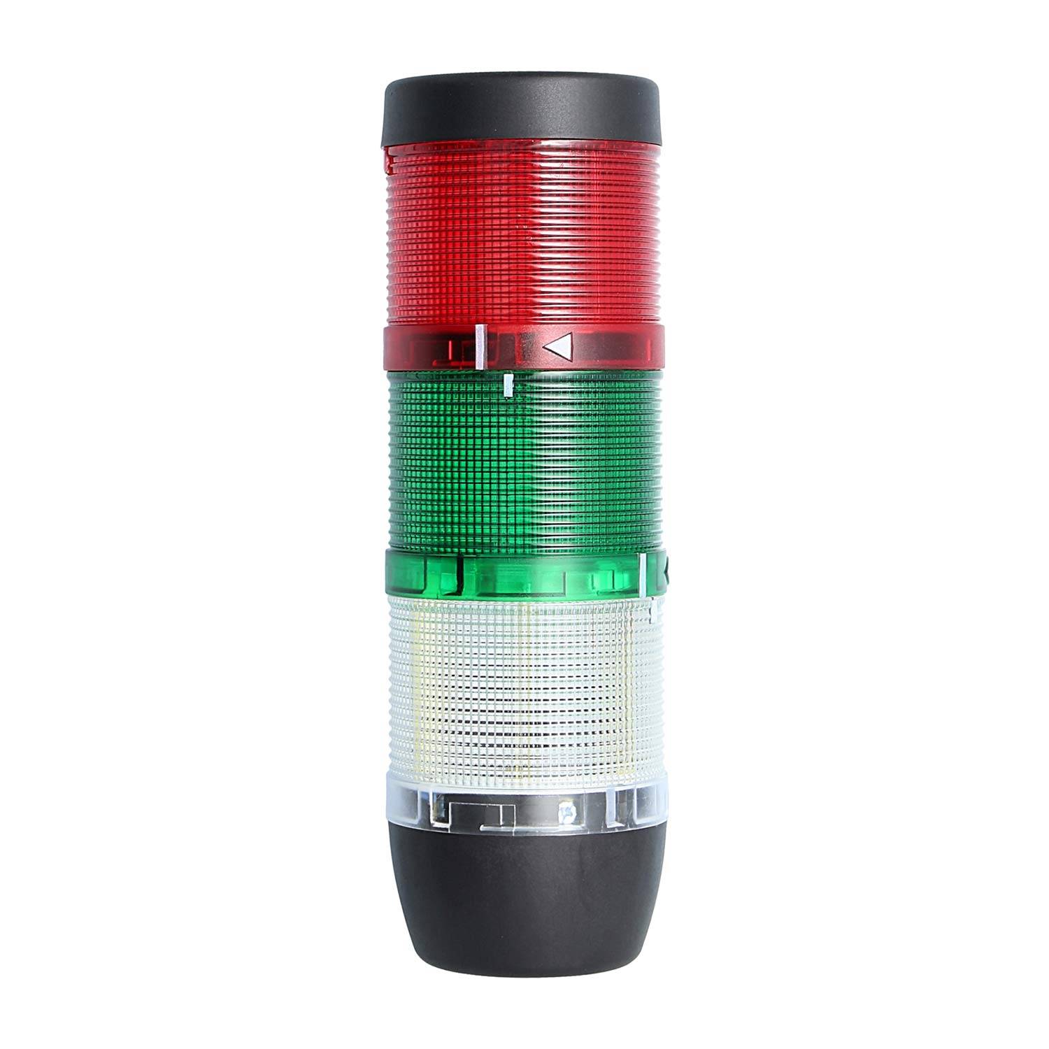 127418 STEX24 Signalsäule weiß-grün-rot, 70mm, 24V AC/DC, LED-Blinklicht SS70-OB3/24 117 MaßeLänge216,0mm, Durchmesser