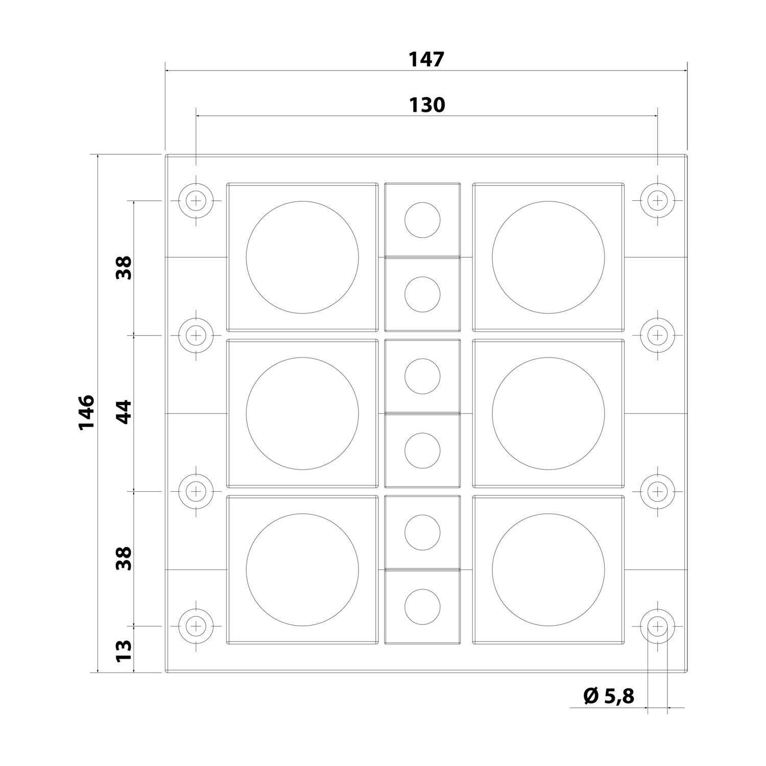 42223 icotek Kabeleinführungsleiste KEL24/12 mit zwei Mittelteilen für Kabeltüllen 6x klein / 6x groß