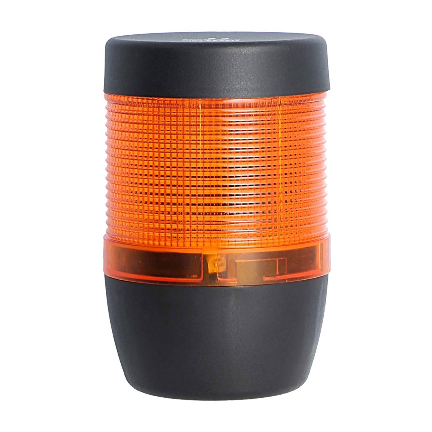 Eine orange und schwarze zylindrische Signalleuchte, wahrscheinlich für Sicherheits- oder Warnungszwecke verwendet.