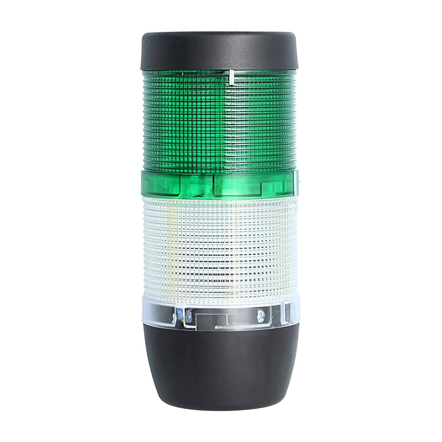 127385 STEX24 Signalsäule weiß-grün, 70mm, 24V AC/DC, LED-Dauerlicht SS70-OB2/24 108 MaßeLänge161,0mm, Durchmesser