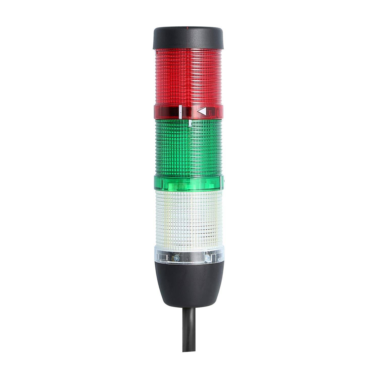 135329 STEX24 Signalsäule weiß-grün-rot, 50mm, 24V AC/DC, LED-Dauerlicht Kabel 10,0 Meter, SS50-OB3/24 168