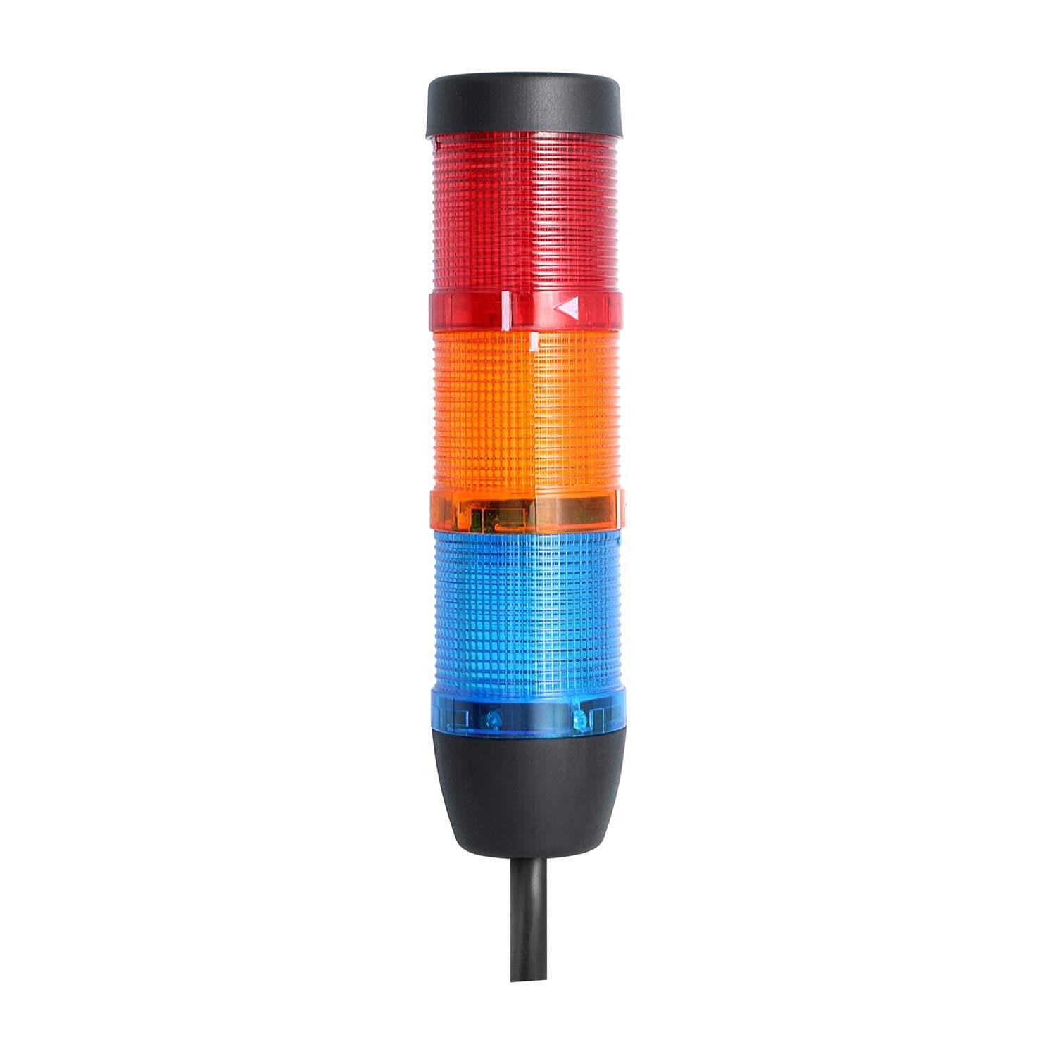 135337 STEX24 Signalsäule blau-gelb-rot, 50mm, 24V AC/DC, LED-Blinklicht Kabel 10,0 Meter, SS50-OB3/24 176