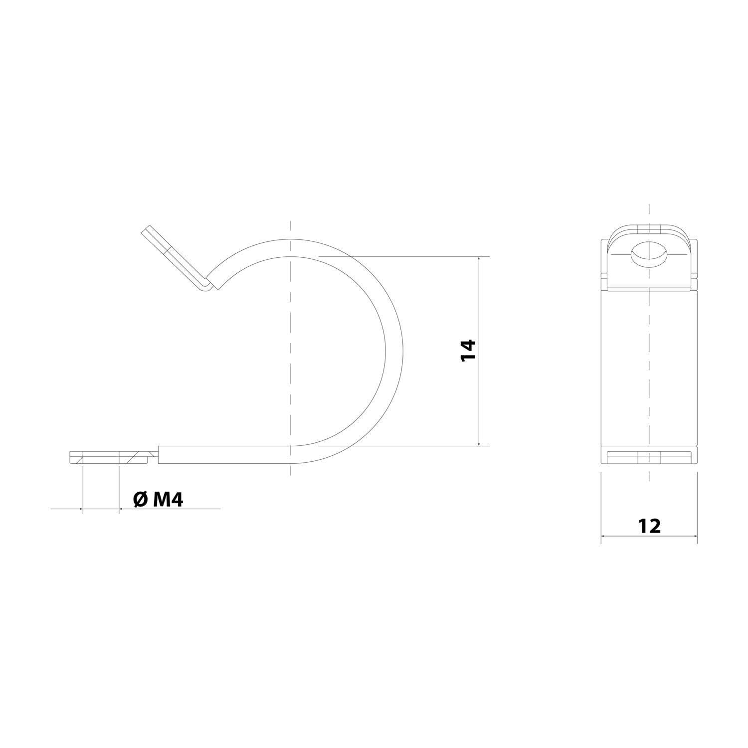 FLEXA FRSS Klemmschelle mit Gummiprofil für Schlauch-Außendurchmesser 14,0mm Bohrung 1x5,3mm - 1Stück