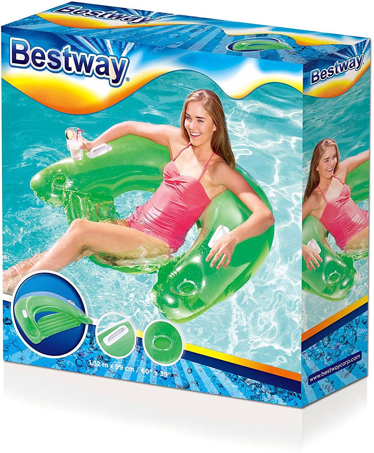 Bestway 43118 - Sit 'N Ease Poolsitz Lazy Lounge 152 x 99 cm - Grün