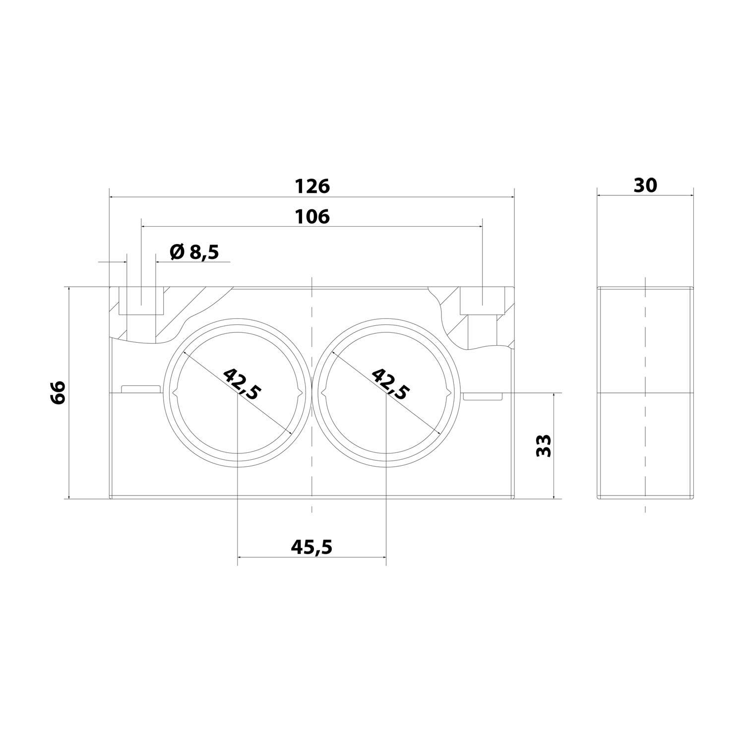 FLEXA FMSH 2/42 Schlauchhalter massiv für Schlauch-Außendurchmesser 42,5mm für Wellschlauch AD 42.5mm - 1 Stück