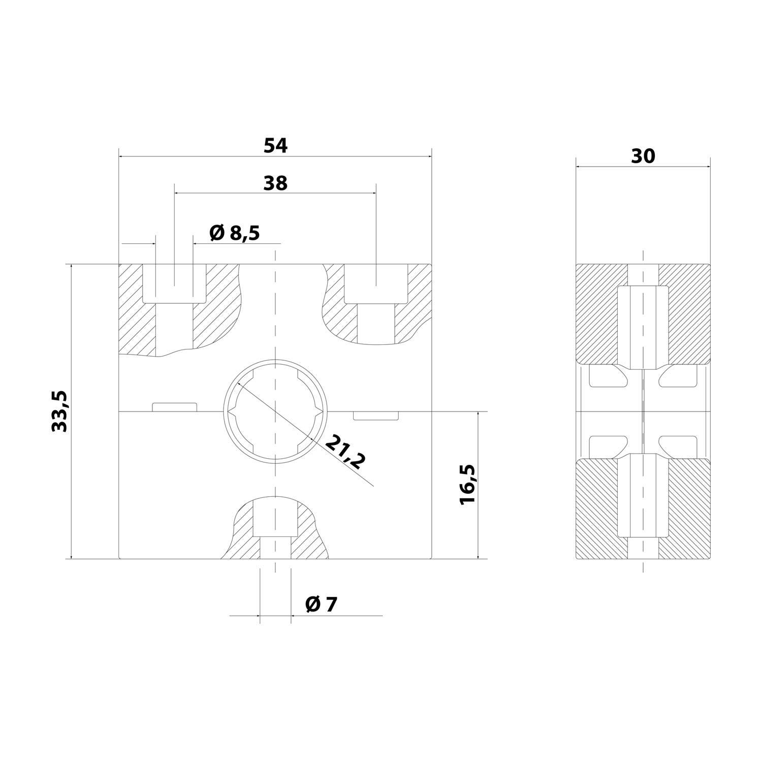 FLEXA FMSHS Schlauchhalter massiv für Schlauch-Außendurchmesser 21,2mm für Wellschlauch AD 21.2mm - 1Stück