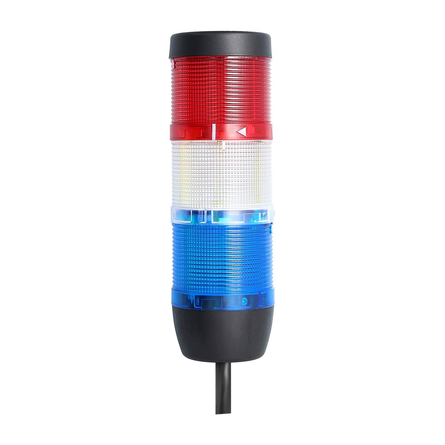 135199 STEX24 Signalsäule blau-weiß-rot, 70mm, 24V AC/DC, LED-Dauerlicht Kabel 2,5 Meter, SS70-OB3/24 141
