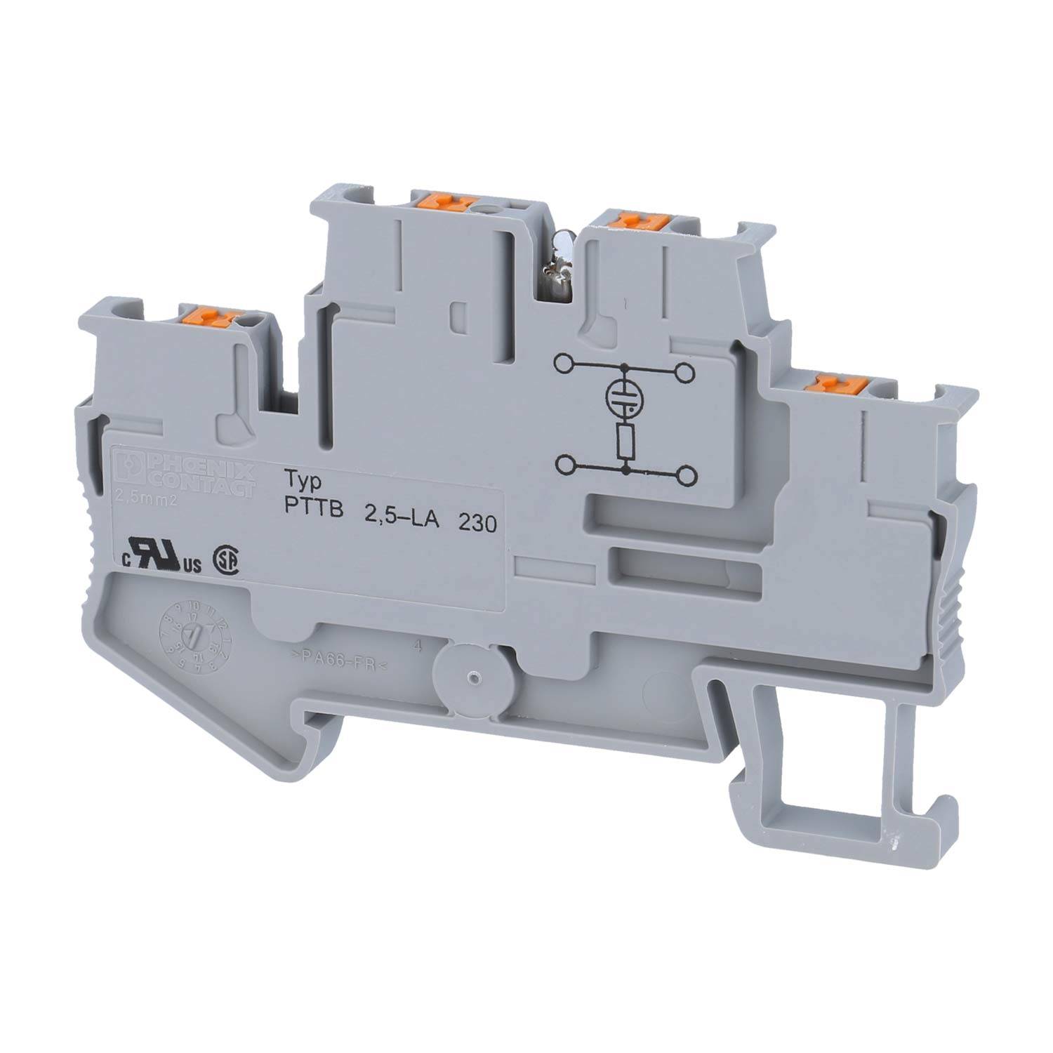 Phoenix Contact Dioden-Doppelstockklemme PTTB 2,5-LA230 RD mit Leuchtanzeige für 110-250V, Push-In-Anschluss